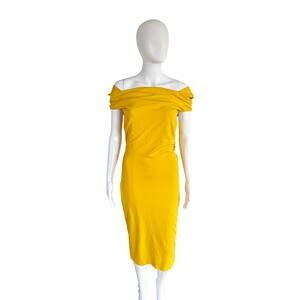 ESCADA Yellow Knee Length Knit Sheath Dress 40 8 10